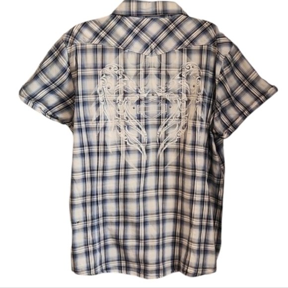 Harle, Davidson Blue Plaid Women's Top With Pearl Buttons. Xl - Picture 3 of 10